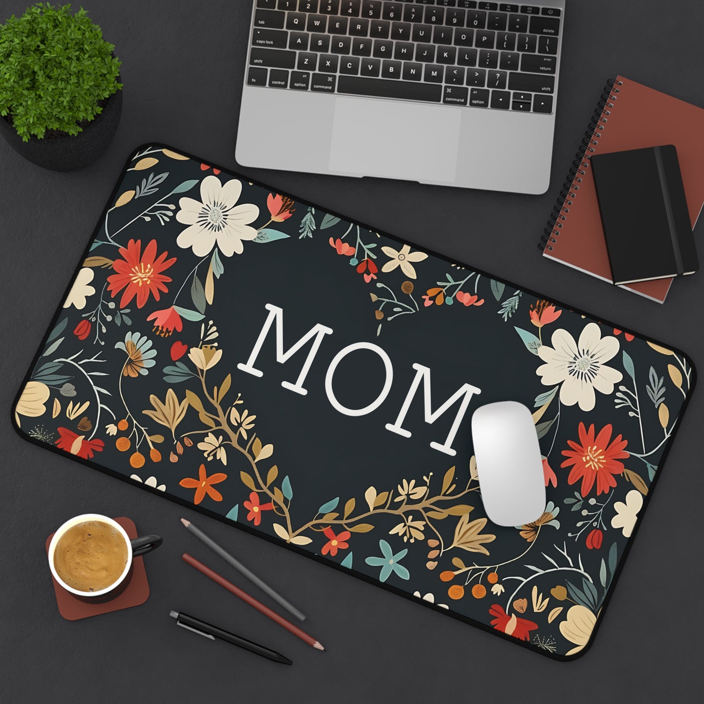 Mom Floral Heart Desk Mat