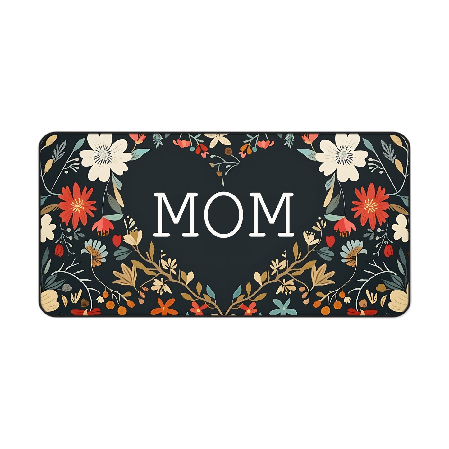 Mom Floral Heart Desk Mat